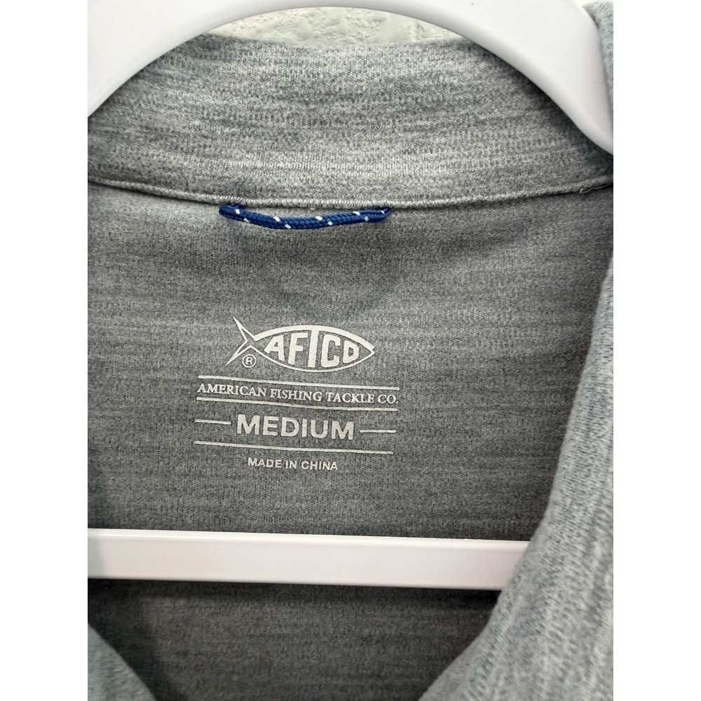 AFTCO Men's Gray 1/4 Zip Pullover Long Sleeve Mock Neck Fishing Shirt M - Picture 4 of 9